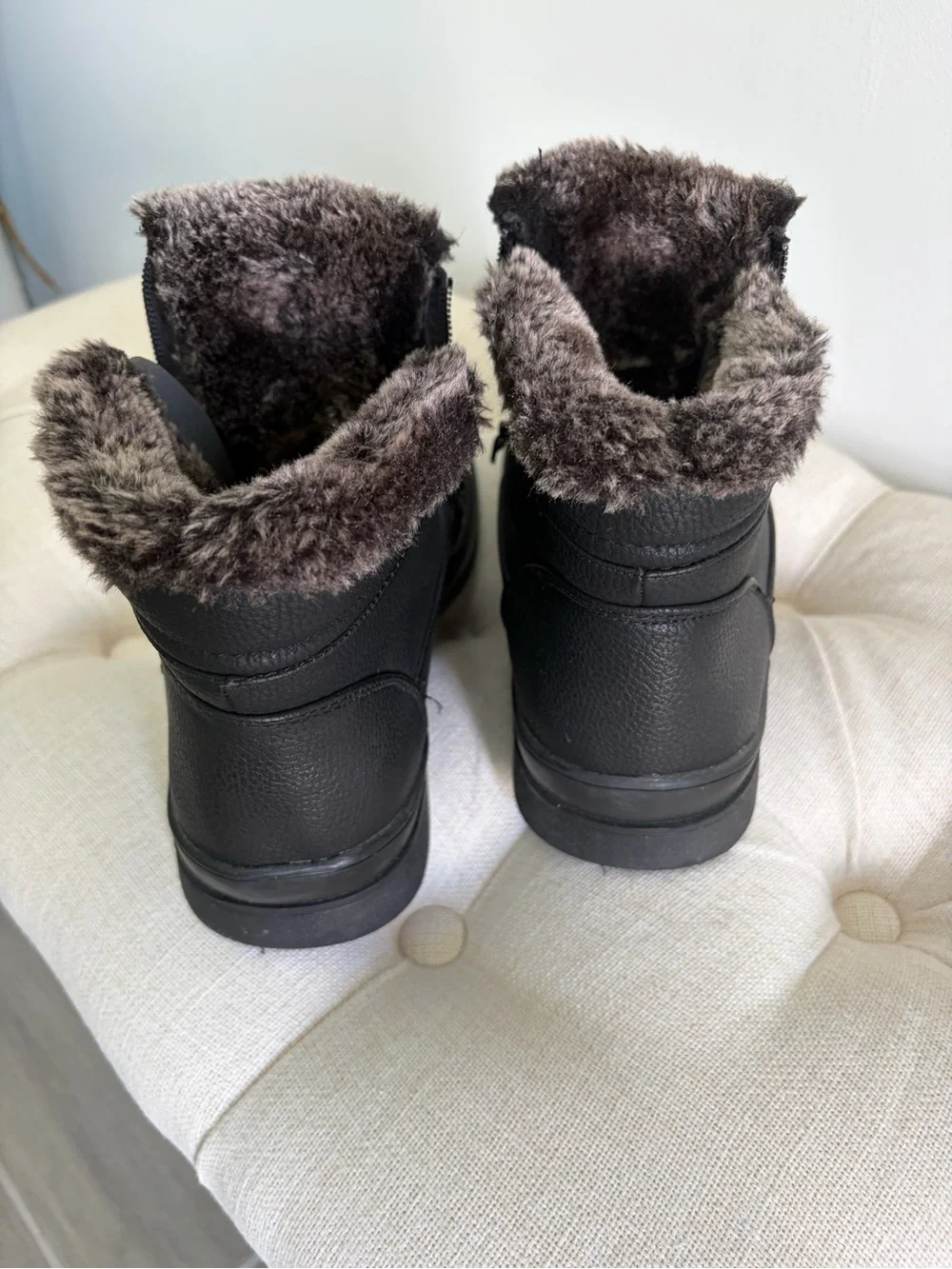 Black Fur-Trim Ankle Boots - Men